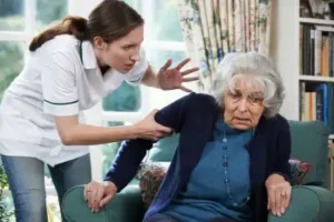victim of nursing home negligence in Nashville is pushed by staff worker