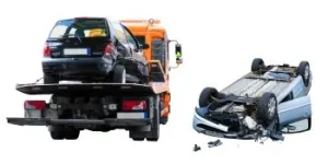 After a Nashville truck accident tow truck towing cars away