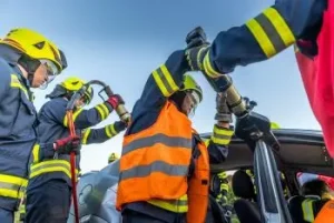 Jaws of life used to open car after another a truck accident in Nashville