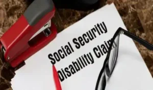 3d illustration of a worker compensation claim with a stamp denied. Disability insurance concept.