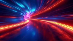 3D Render, Tunnel of colorful lights