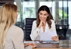Nashville motorcycle crash lawyer meets with her client who was injured in a motorcycle crash in Nashville