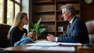 Infant Spinal Cord Injury Lawyer meets with client an Infant Spinal Cord Injury