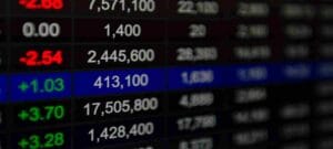 black stock ticker in 3d with white foreground numbers used in Organon Lawsuit.