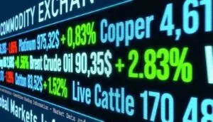 Commodity ticker with rising Brent Crude Oil, Heating Oil, Gold or Wheat price. Global business, investment, gas and oil industry, commodities concept. for losses in Broadmark Lawsuit