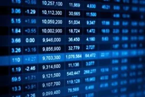 blue stock ticker white foreground used for loss causation in Hims & Hers Lawsuit.