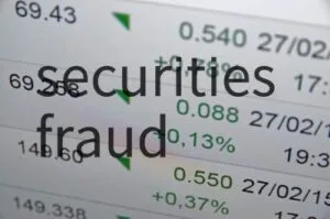securities fraud in black over white stock ticker used in Broadmark Class Action Lawsuit.