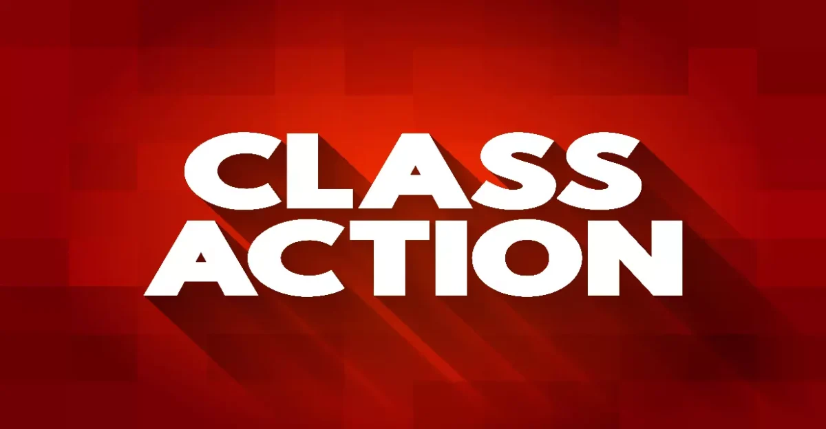 class action in white on red background used in Class Certification in Securities Litigation