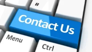 keyboard concept with white keys except blue contact us, used for contact in PepGen Lawsuit