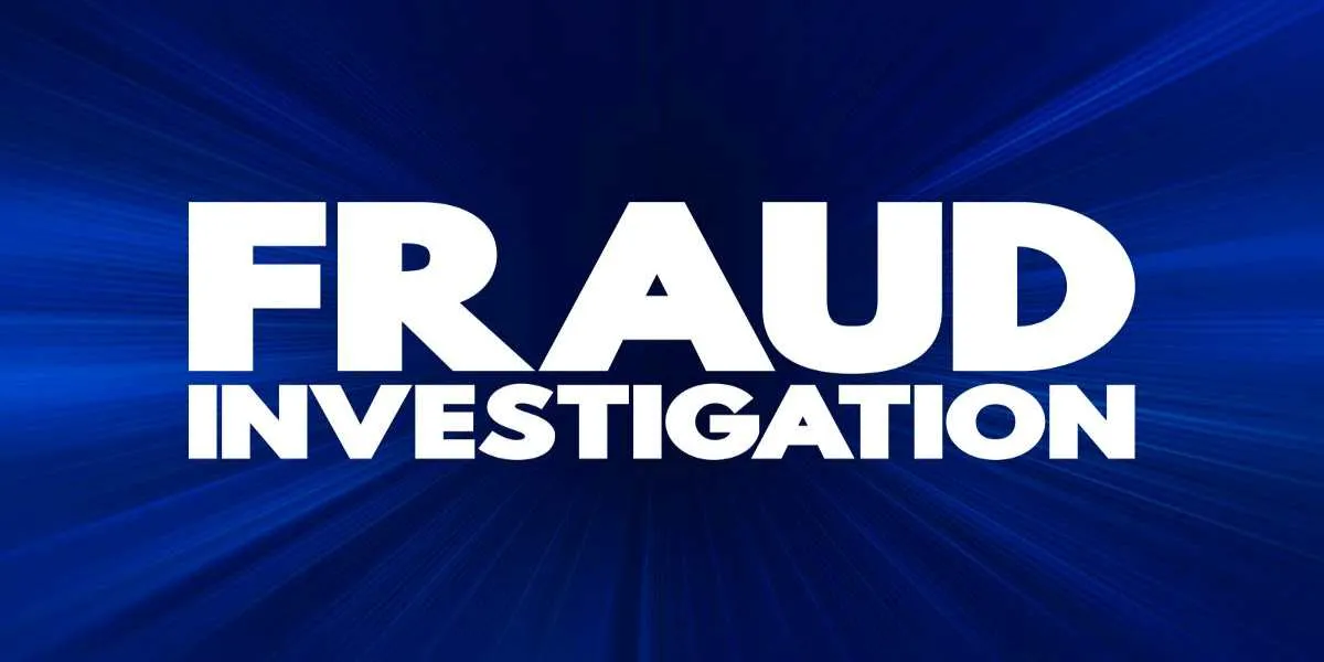 dark blue background with fraud investigation in white foreground used for referenced to fraud in Compass Diversified