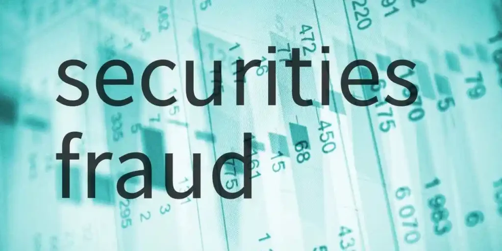securites fraud in black over green stock ticker used in Fundamentals of Securities Litigation