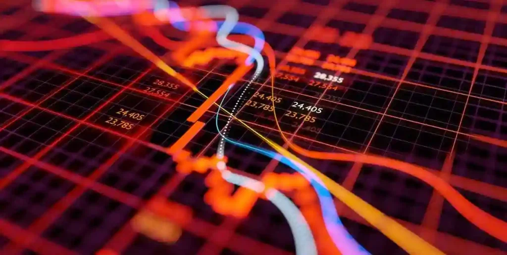 Stock market chart showing falling equity prices after a sudden crash. Bear market 3D illustration used in Strong Internal Controls