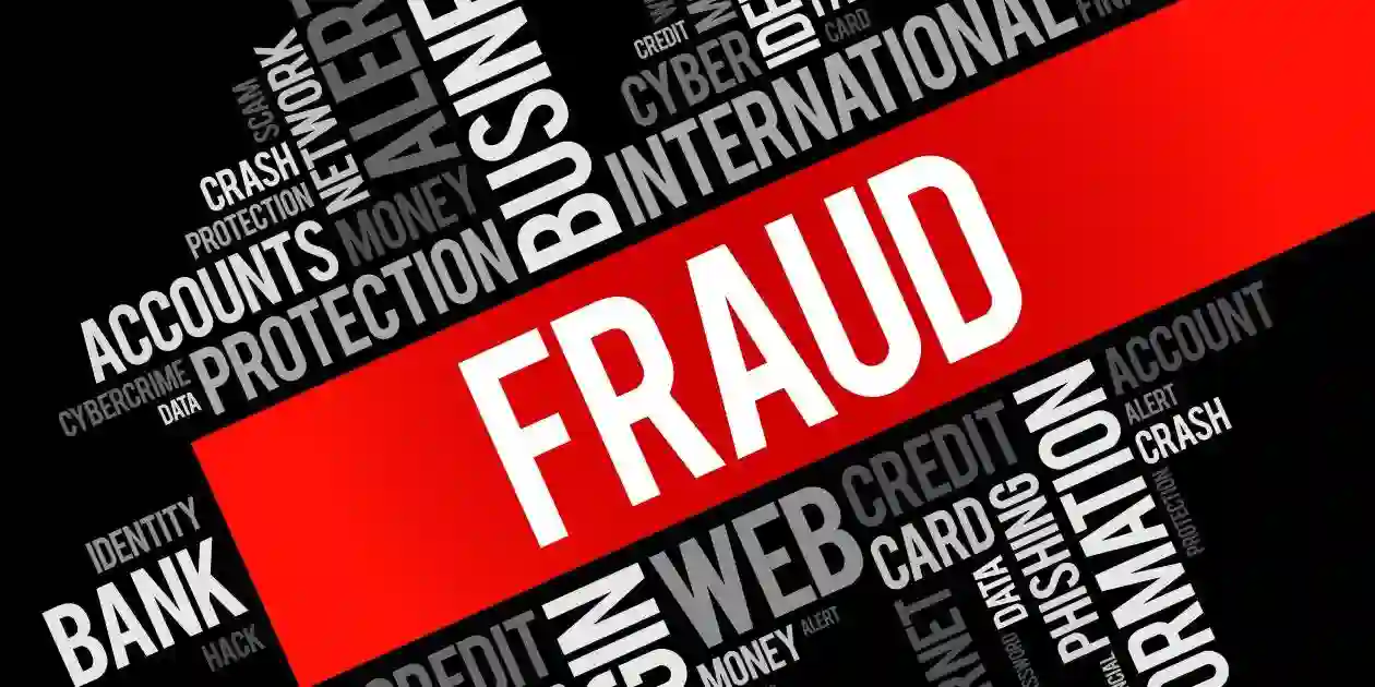 Fraud word cloud collage, technology business concept background used in Corporate Greed