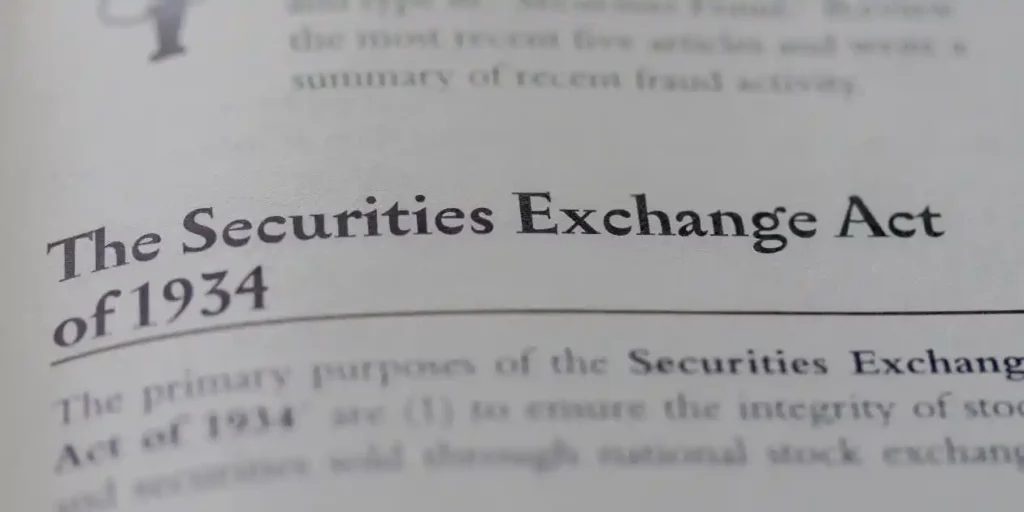 Securities Exchange Act of 1934 in black on white background and used in Stride Class Action Lawsuit