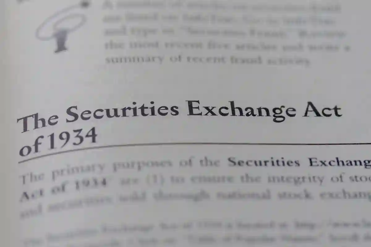 the securities exchange act of 1934 printed in text on page as visual aid or business law reference used in Corporate Disclosures and Omissions