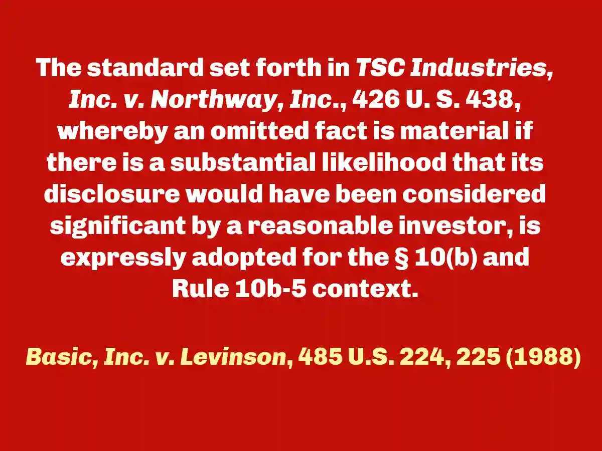 red background white forground, holding in Baisicl Fraud on the Market Theory