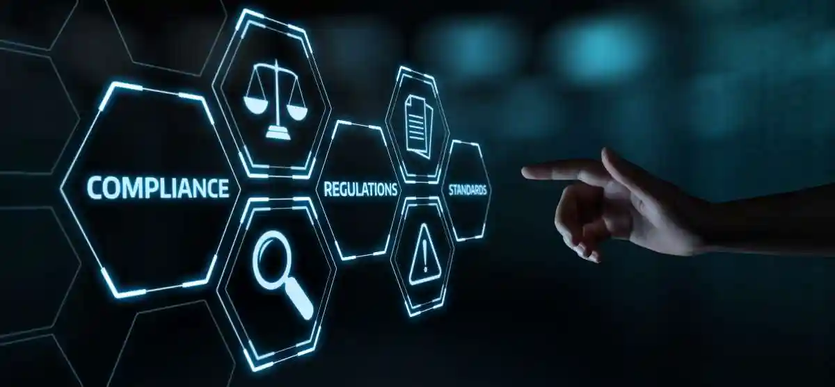 Compliance Rules Law Regulation Policy Business Technology concept. Used in Discrepancies in Financial Records