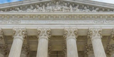 The West Pediment of the U.S. Supreme Court -- Equal Justice Under Law used in Cytokinetics class action lawsuit 