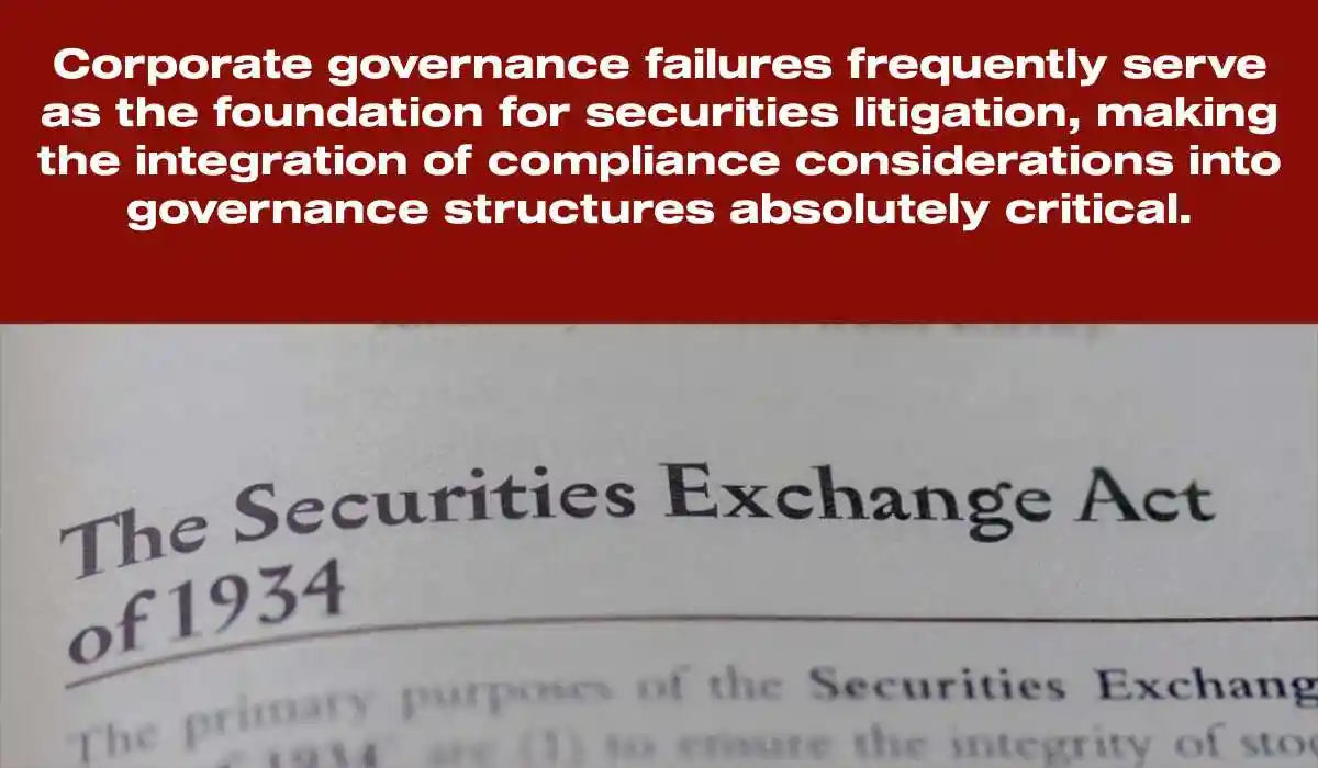 the securities exchange act of 1934 printed in text on page as visual aid or business law reference used in Implementing robust corporate governance