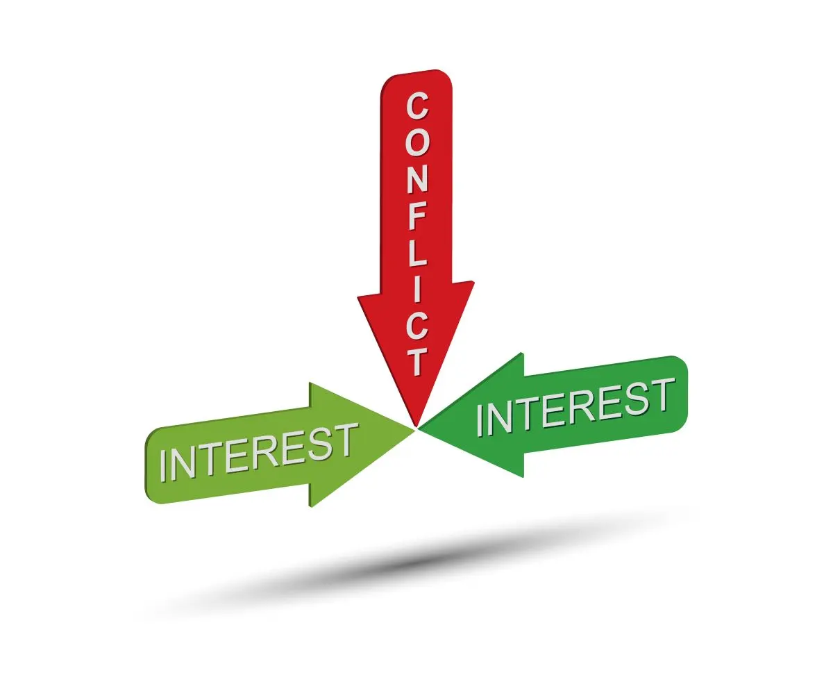 Conflict of interest, element of psychology or communication visualization. used in Asset Misappropriation Red Flags
