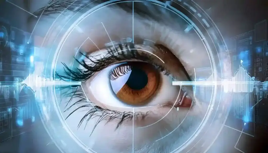 close up female digital eye in Trulicity Vision Warning