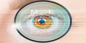 close up view of female eye used in zepbound and vision loss