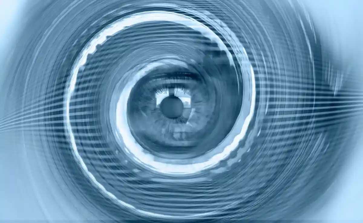 Hypnosis Spiral in eye with vertigo - Image of abstract spiral eye used in Wegovy and vision loss