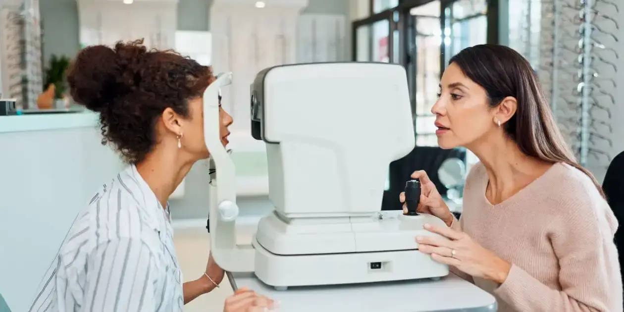 eye exam two females used in Zepbound and Vision Loss