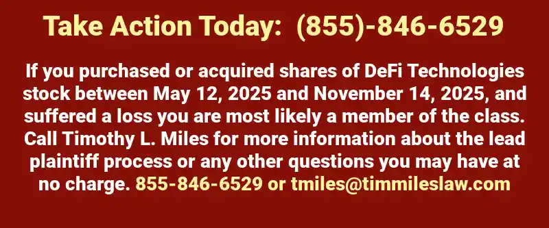 DeFi Technologies Class Action Lawsuit