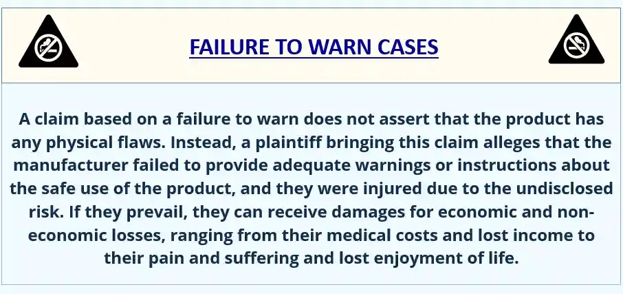 Definition of Failure to warn dark blue foreground light blue and creme background used in Depo-Provera Lawsuit