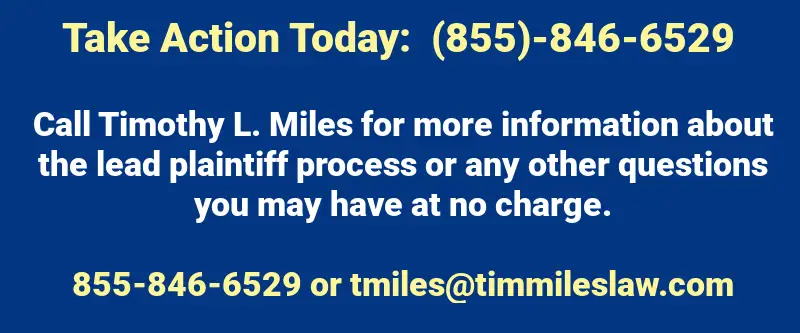Legal Ad: Take Action Today; Call (855)-846-6529 or tmiles@timmileslaw.com, blue background, white and yellow foreground, Zepbound Eye Problems