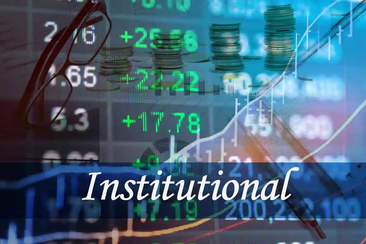 Institutional - Abstract digital information to represent Business&Financial as concept. The word Institutional is a part of stock market vocabulary in stock photo used in securities class actions 