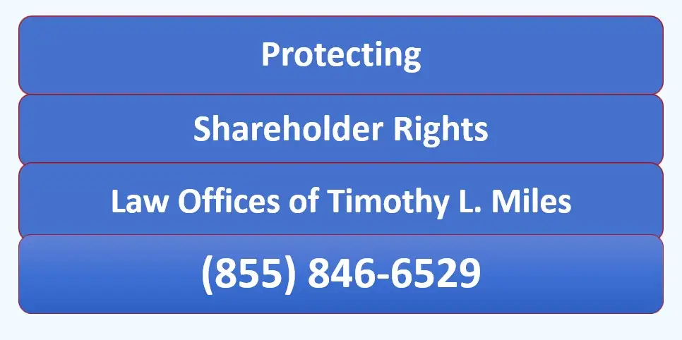 Lawyer Ad: protecting shareholder rights, call 855-846-6529, blue background, white foreground
