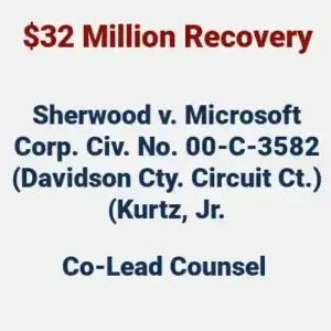 Award section: $32 Million Recovery as co-lead counsel