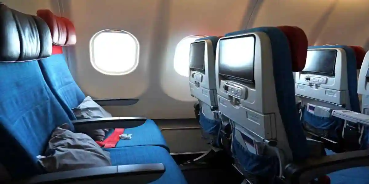 inside view of passenger airplane jet, seats empty, used in Fume event symptoms