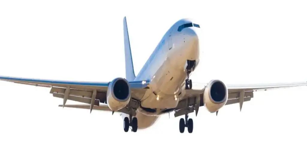 Passenger airplane in midflight, flying in sunny day,, used in fume event lawsuits