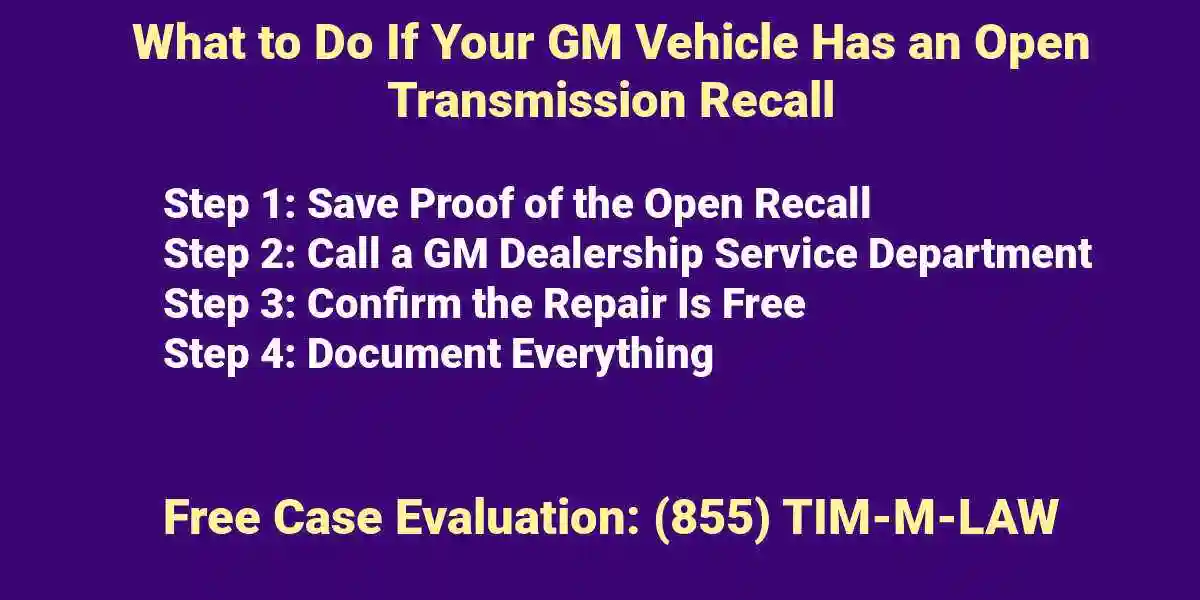what to do if you have a GM Transmission Recalled Vehicle