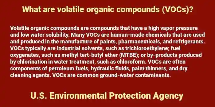 definitifion of Volatile Organic Compounds by the EPA used in Poisonous Toxic Airline Fumes