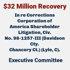 Awards section: $32 million recovery as member of plaintiff's executive committee