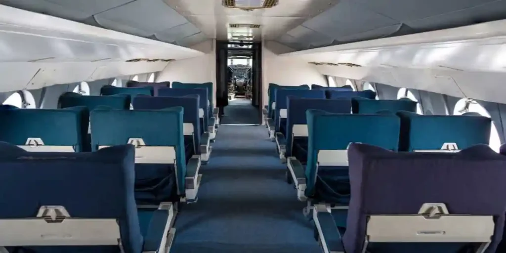 empty green cabin of plane used in Taking a Stand Against Toxic Fumes