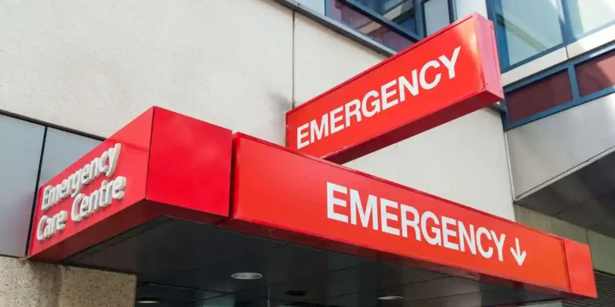 Entrance to and signage for a hospital emergency department in Melbourne, Australia used in Nashville Catastrophic Injury Lawyer