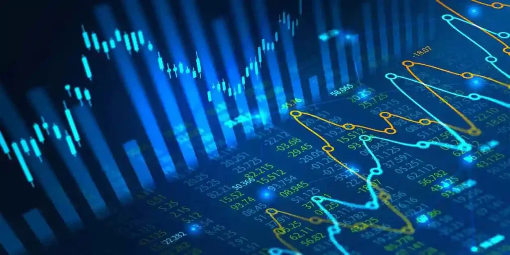 Stock market or forex trading graph in futuristic concept suitable for financial investment or Economic trends business idea and all artwork design. Abstract finance background used in Pinterest class action lawsuit