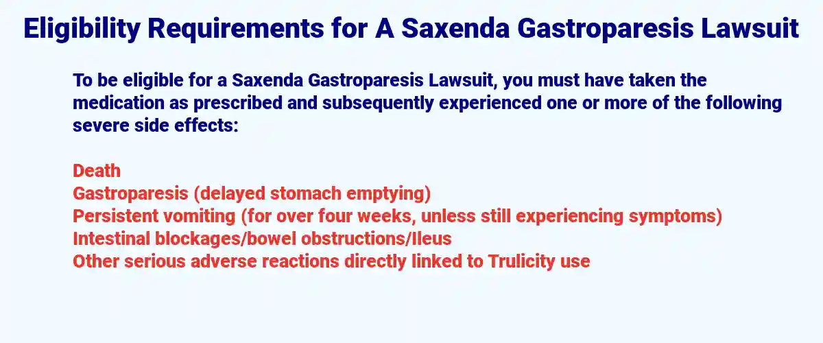 atty preparted chart on who is Eligible for a Saxenda Gastroparesis Lawsuit