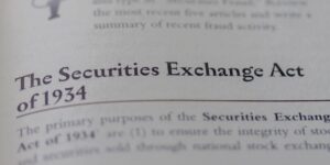 the securities exchange act of 1934 printed in text on page as visual aid or business law reference used inDriven Brands class action lawsuit