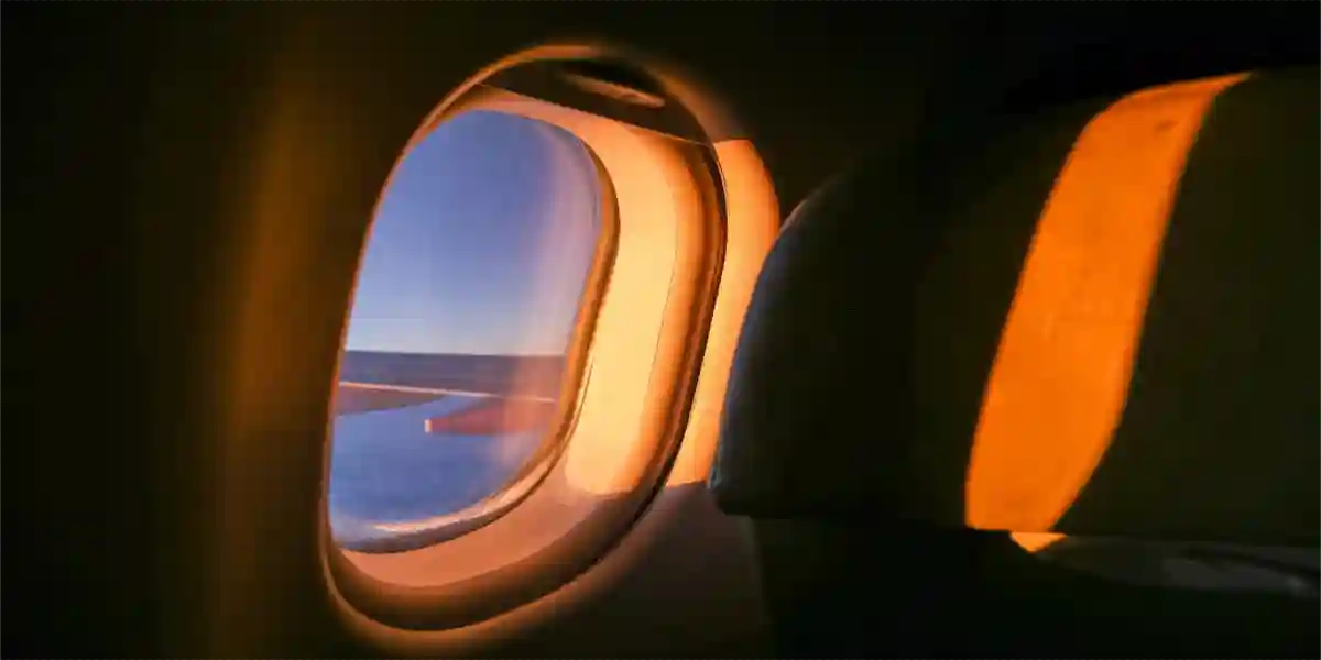 Empty plane capin looking outsite nice day used in Aerotoxic Syndrome lawyer