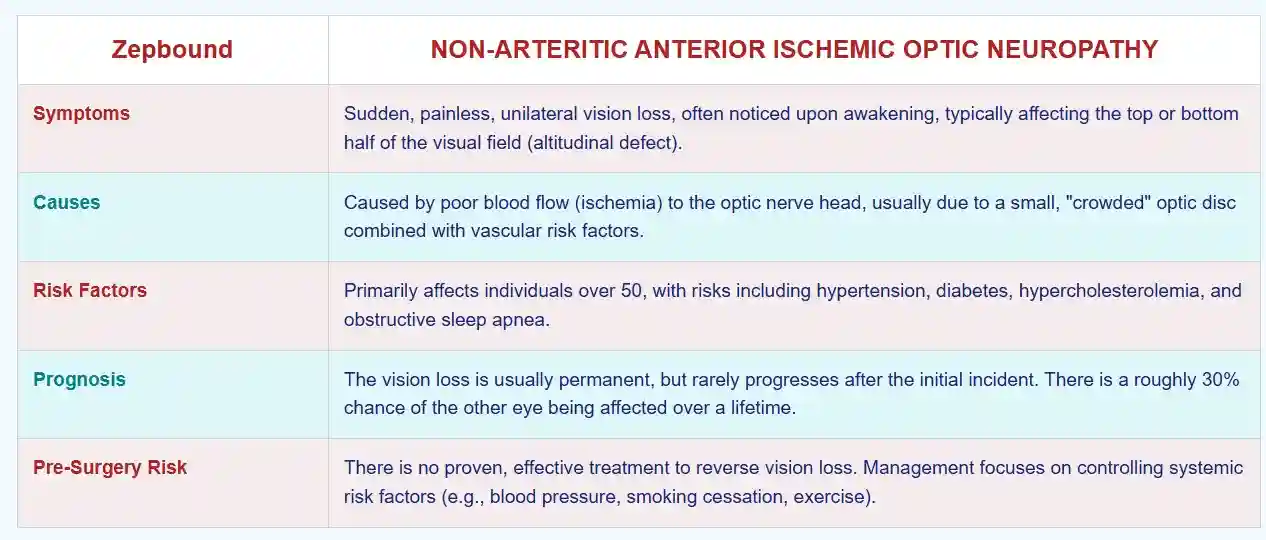 Zepbound and NAION chart used in Zepbound Vision Loss Lawsuit