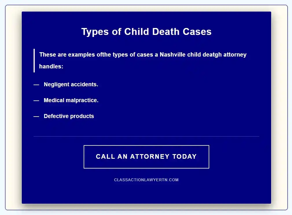 Types of child death cases used in Nashville Child Death Attorney
