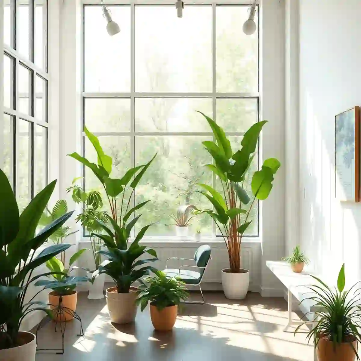 Bright modern salon with large open windows, green plants, and sunlight creating a clean, airy atmosphere. used in Hair Dye and Cancer Risks