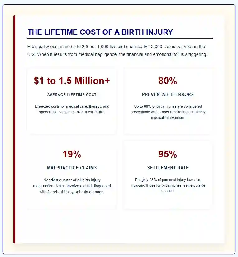 attorney chart on life time cost of erb's palsy