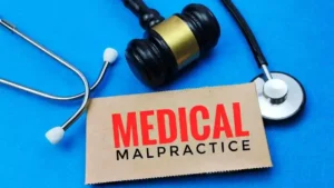 Medical malpractice concept with judge gavel and stethoscope on legal documents, symbolizing healthcare errors, liability, law, and patient safety. used in Depo-Provera Meningioma Lawyer in Nashville